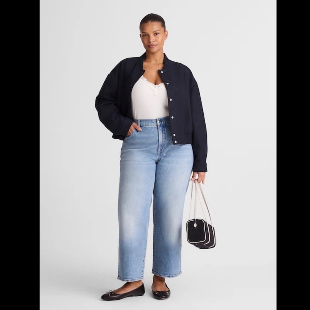 NWT MADEWELL The Plus Curvy Perfect Vintage Wide Crop Jean in Raebrook Wash